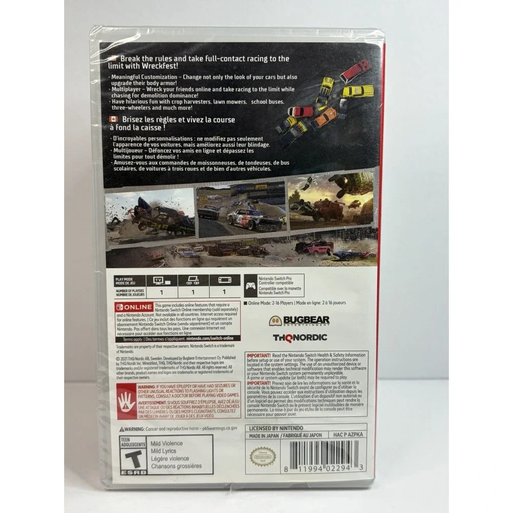 Wreckfest Nintendo Switch Game THQ Nordic Bugbear Racing Demolition Derby NEW